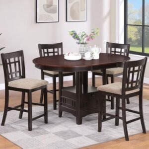 LAVON 5-PIECE OVAL COUNTER HEIGHT DINING SET LIGHT CHESTNUT