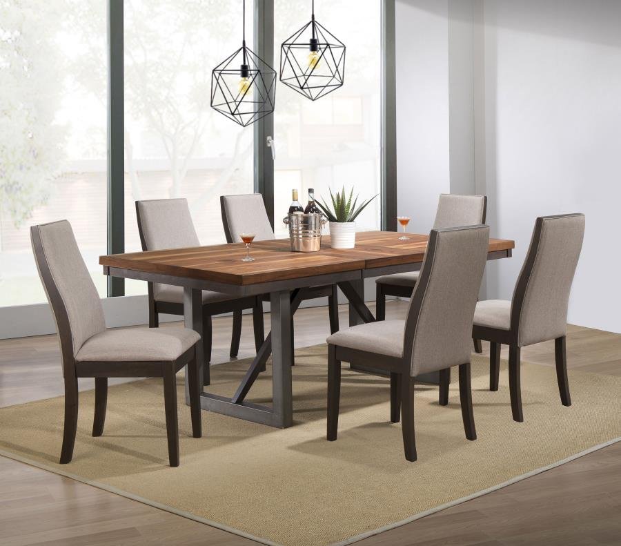 SPRING CREEK 7-PIECE RECTANGULAR DINING TABLE SET TAUPE