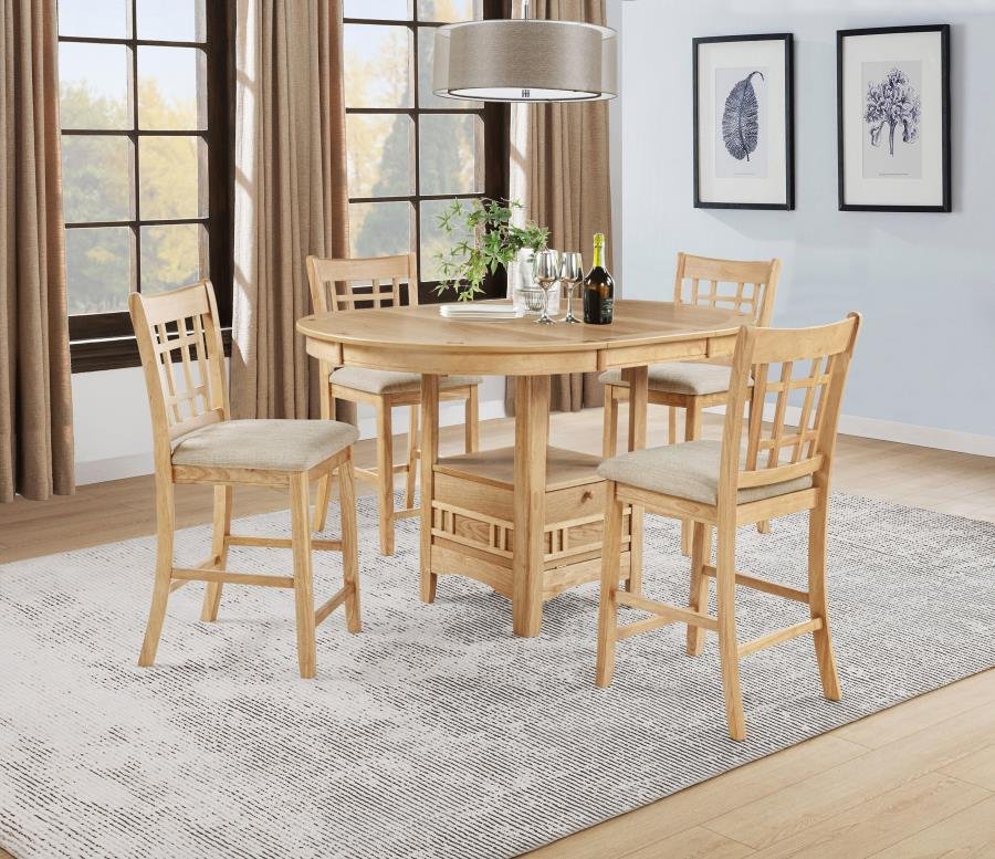 LAVON 5-PIECE OVAL COUNTER HEIGHT DINING SET LIGHT OAK