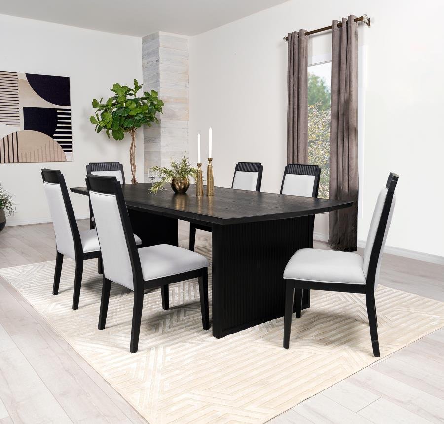 BROOKMEAD 7-PIECE EXTENSION LEAF DINING TABLE SET BLACK