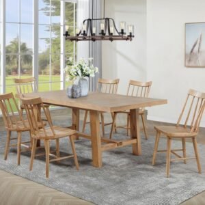 MIDDLETON 7-PIECE EXTENSION LEAF DINING SET NATURAL BROWN