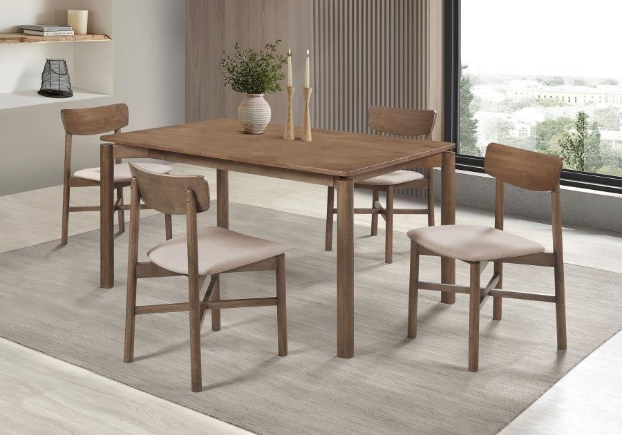 PARKRIDGE 5-PIECE 59-INCH WOOD DINING SET NATURAL WALNUT
