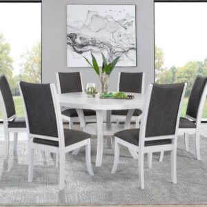 JUDD 7-PIECE 54-INCH ROUND WOOD DINING TABLE SET PEARL WHITE