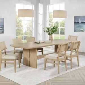 KAILANI 7-PIECE RECTANGULAR WOOD DINING TABLE SET BEIGE OAK