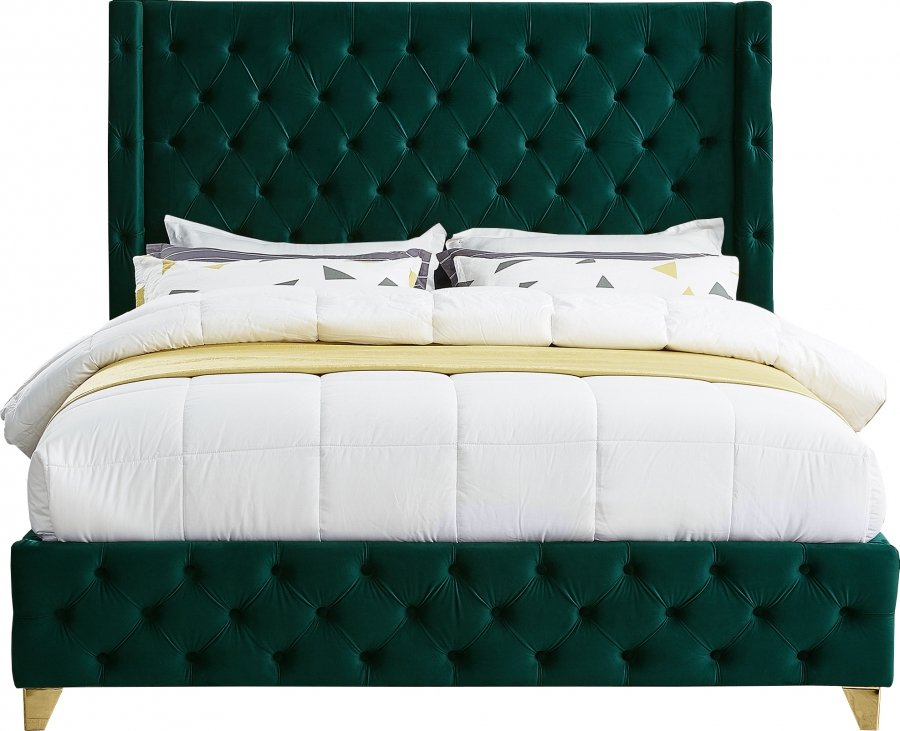 Savan Velvet Upholstered Bed - Image 4