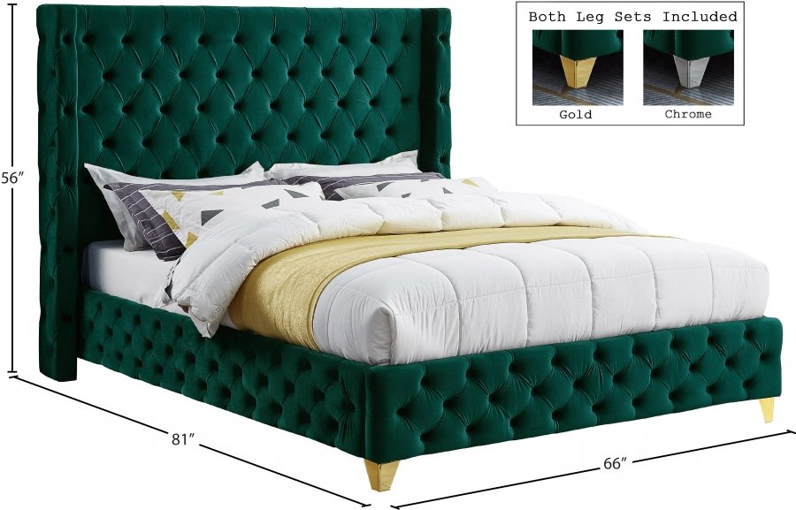 Savan Velvet Upholstered Bed - Image 9