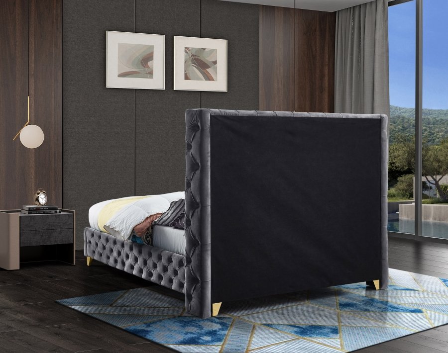 Savan Velvet Upholstered Bed - Image 8