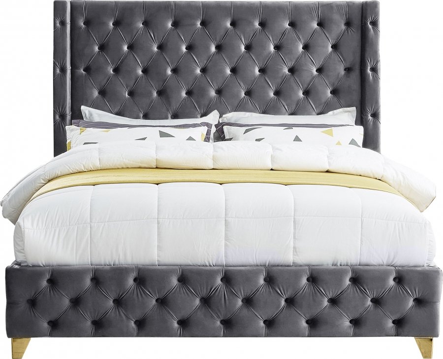 Savan Velvet Upholstered Bed - Image 4