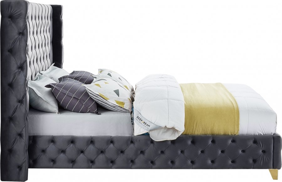 Savan Velvet Upholstered Bed - Image 6