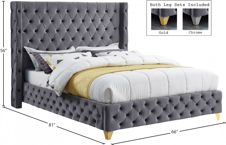 Savan Velvet Upholstered Bed - Image 9