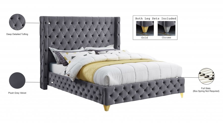 Savan Velvet Upholstered Bed - Image 10