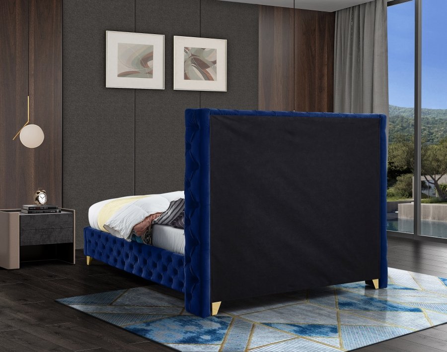 Savan Velvet Upholstered Bed - Image 8