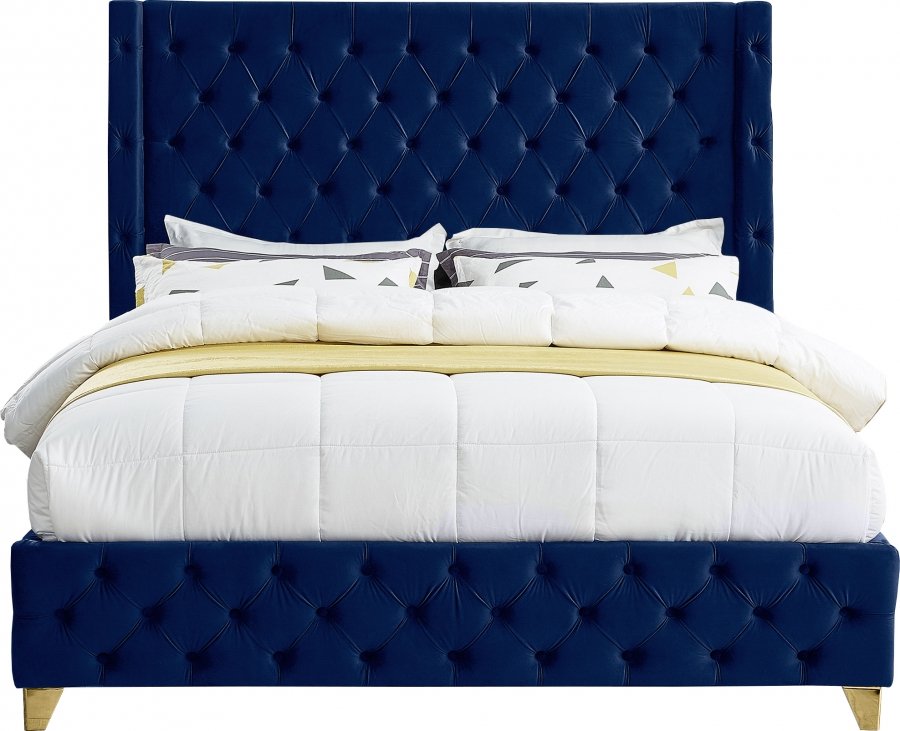 Savan Velvet Upholstered Bed - Image 4