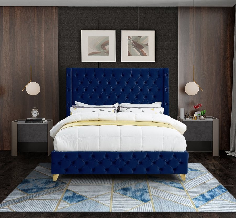 Savan Velvet Upholstered Bed - Image 5