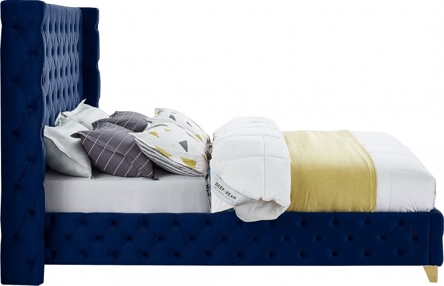 Savan Velvet Upholstered Bed - Image 6