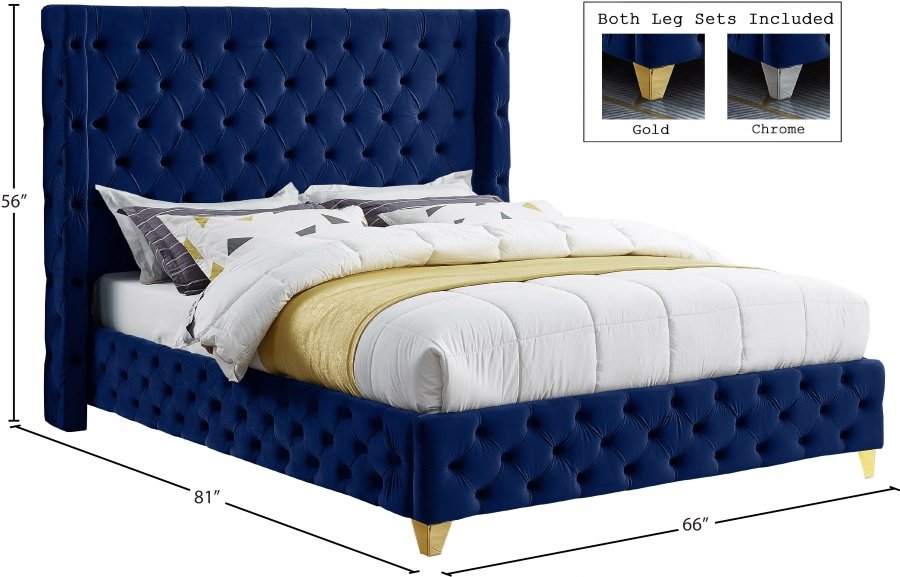 Savan Velvet Upholstered Bed - Image 9