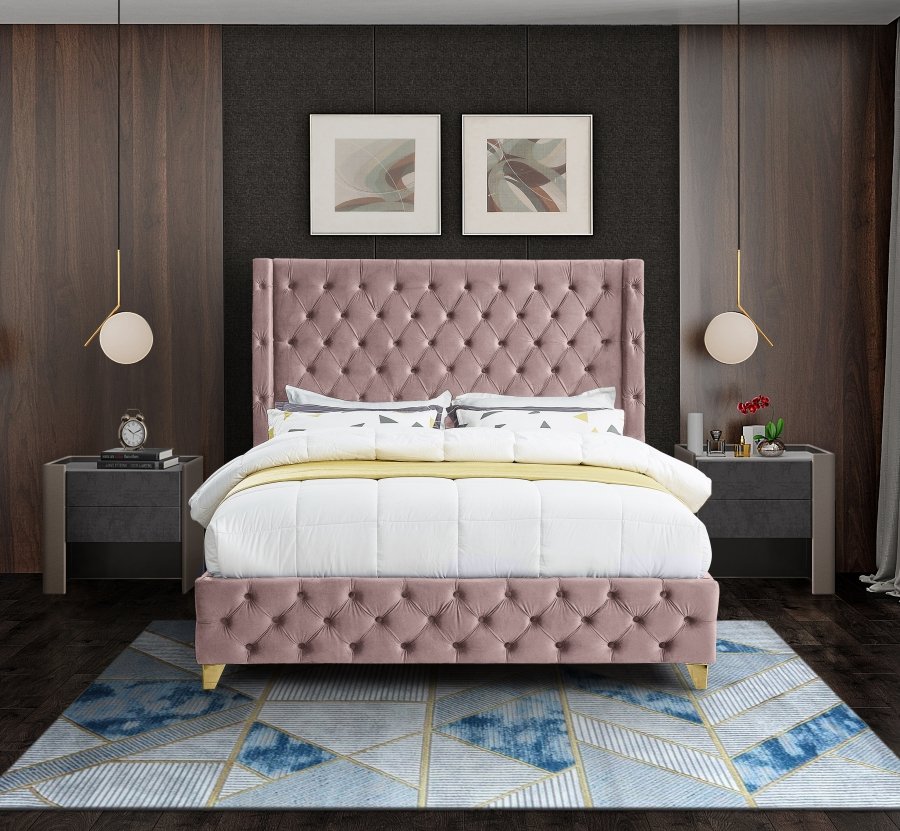Savan Velvet Upholstered Bed - Image 5