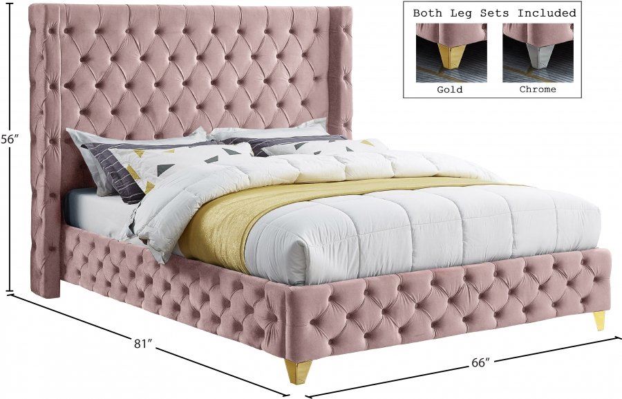 Savan Velvet Upholstered Bed - Image 9