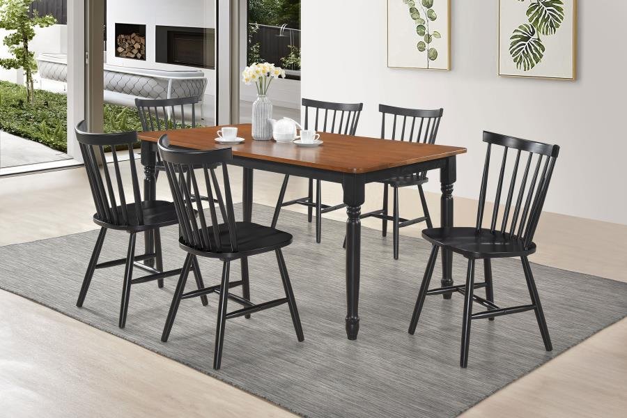 HOLLYOAK 7-PIECE RECTANGULAR DINING SET WALNUT AND BLACK