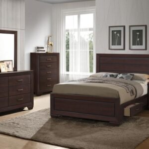 KAUFFMAN 5-PIECE QUEEN BEDROOM SET DARK COCOA
