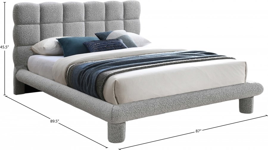 Deco Boucle Fabric Upholstered Bed - Image 6