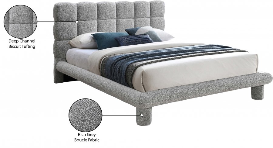 Deco Boucle Fabric Upholstered Bed - Image 7