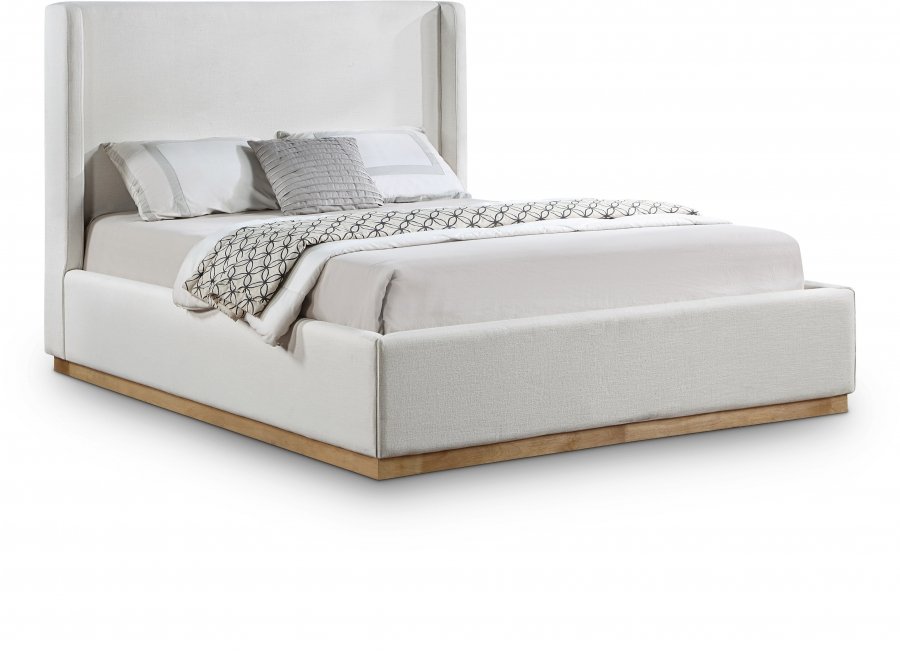 Flynn Linen Textured Fabric Upholstered Bed
