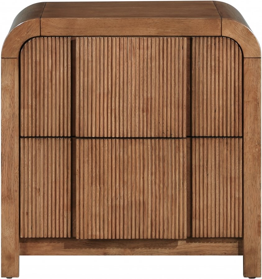 Fluted Solid Wood And Oak Veneer Nightstand - Image 4