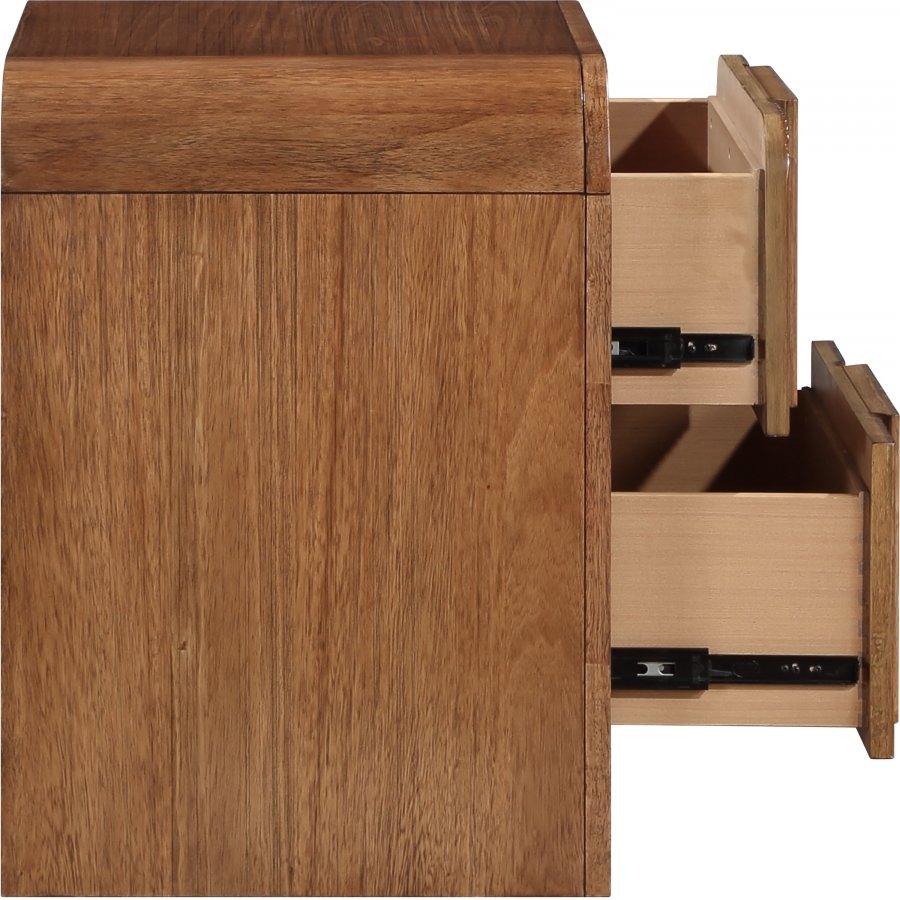 Fluted Solid Wood And Oak Veneer Nightstand - Image 5