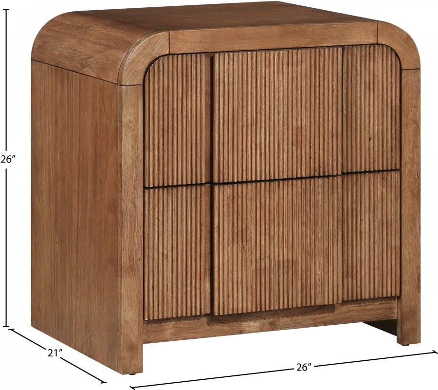 Fluted Solid Wood And Oak Veneer Nightstand - Image 11
