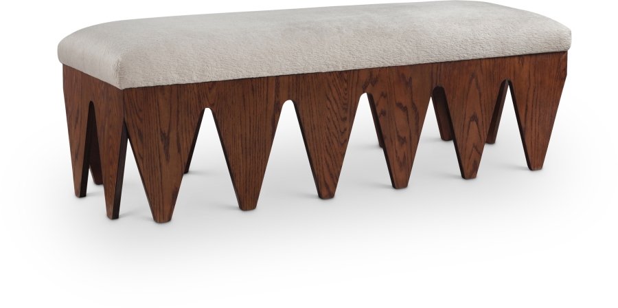 Altair Velour Fur Fabric Upholstered Bench