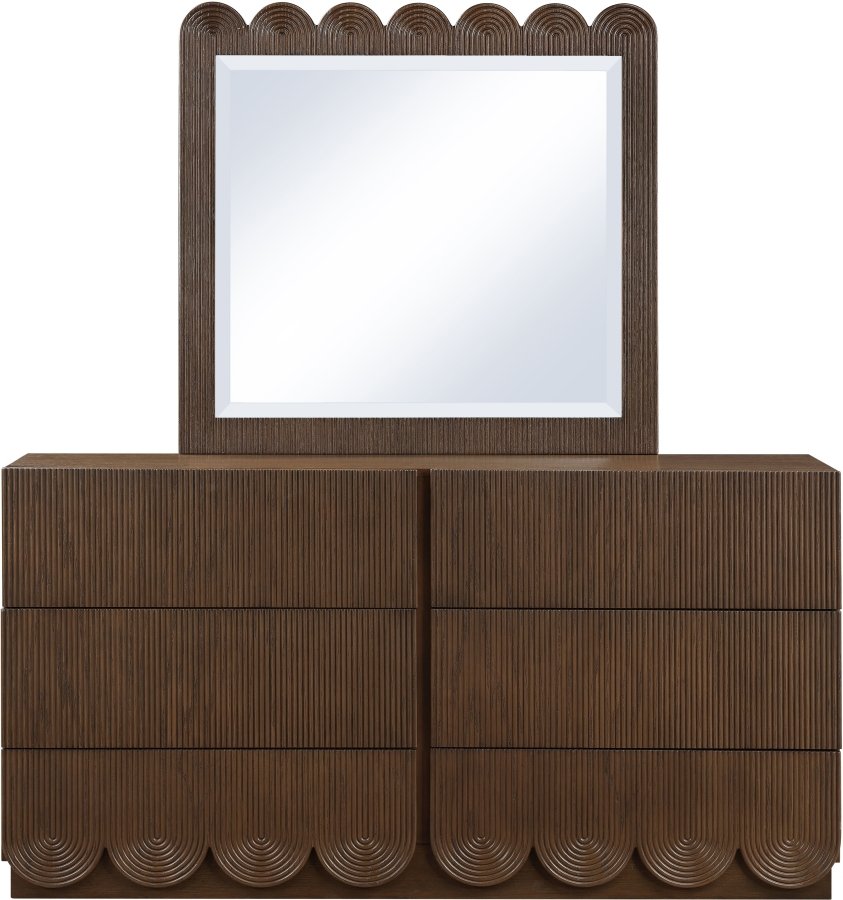 Scallop Oak Veneer Mirror - Image 4