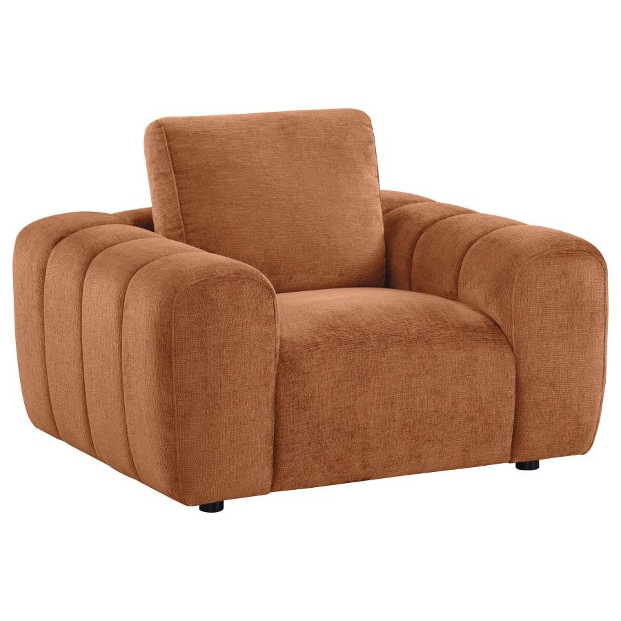 BURNETT CHENILLE UPHOLSTERED ACCENT CHAIR BURNT ORANGE