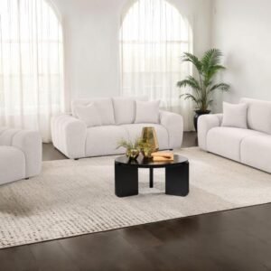 BURNETT 3-PIECE CHENILLE UPHOLSTERED SOFA SET IVORY