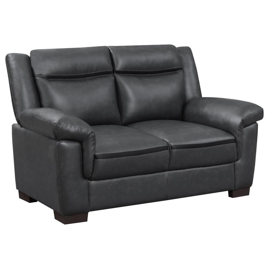 ARABELLA UPHOLSTERED PADDED ARM LOVESEAT GREY