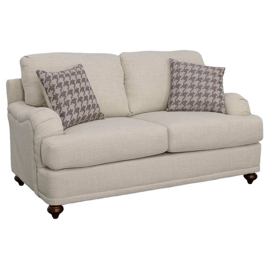 GLENN UPHOLSTERED ENGLISH ARM LOVESEAT LIGHT GREY AND GREY