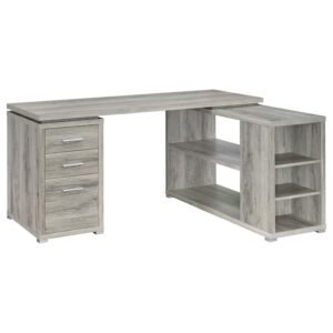 YVETTE 60-INCH 3-DRAWER L-SHAPE COMPUTER DESK GREY DRIFTWOOD