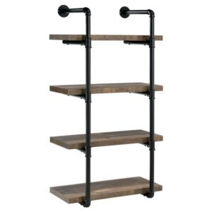 ELMCREST 24-INCH 4-SHELF WALL BOOKSHELF RUSTIC OAK