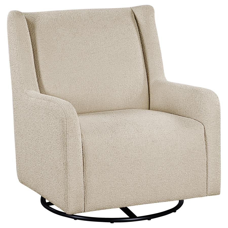 SERRA BOUCLE UPHOLSTERED SWIVEL GLIDER SANDY BEIGE