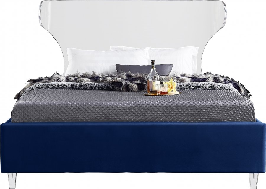 Ghost Velvet Upholstered Bed - Image 3