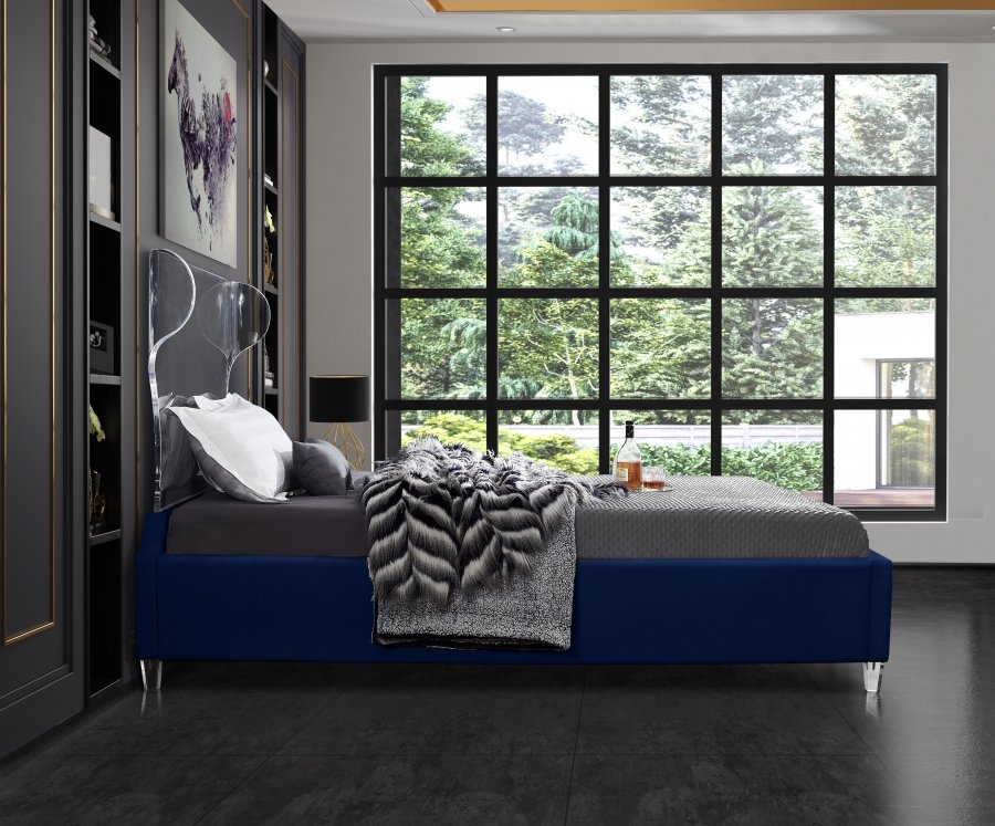 Ghost Velvet Upholstered Bed - Image 5