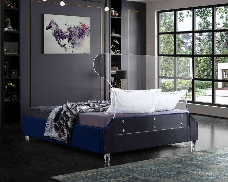 Ghost Velvet Upholstered Bed - Image 6