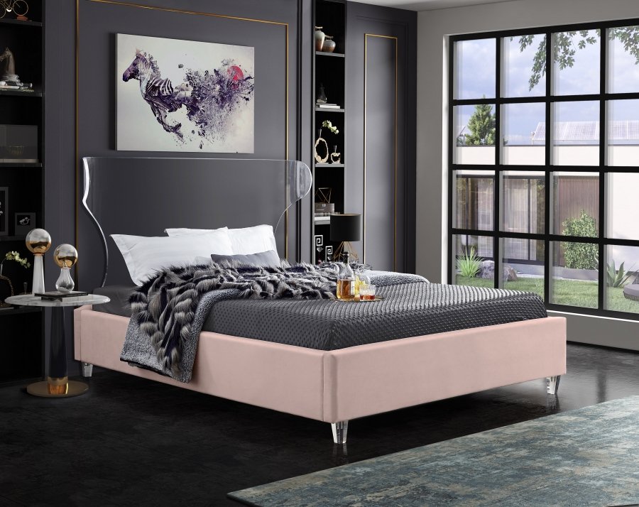 Ghost Velvet Upholstered Bed - Image 2