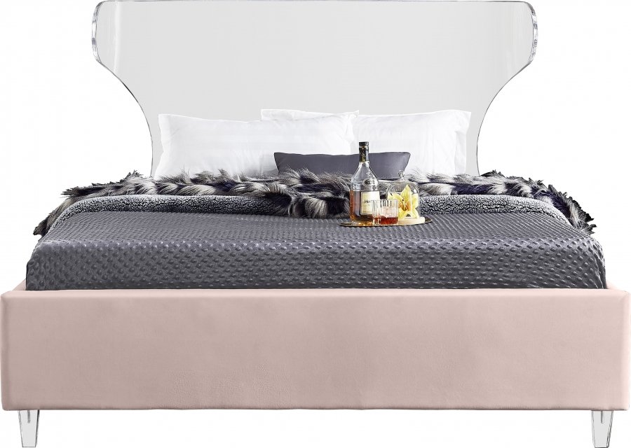 Ghost Velvet Upholstered Bed - Image 3