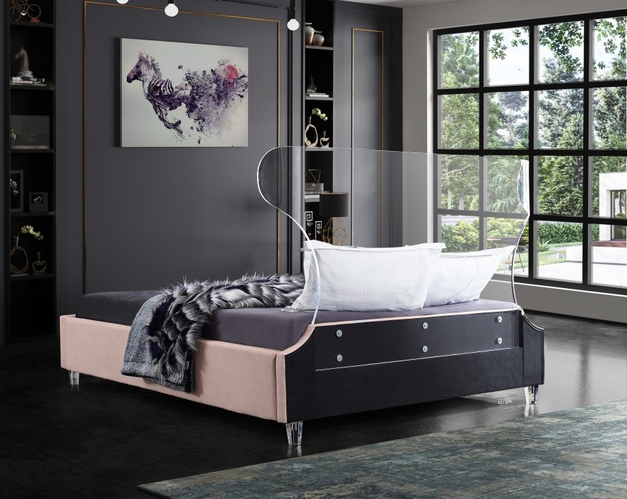 Ghost Velvet Upholstered Bed - Image 6