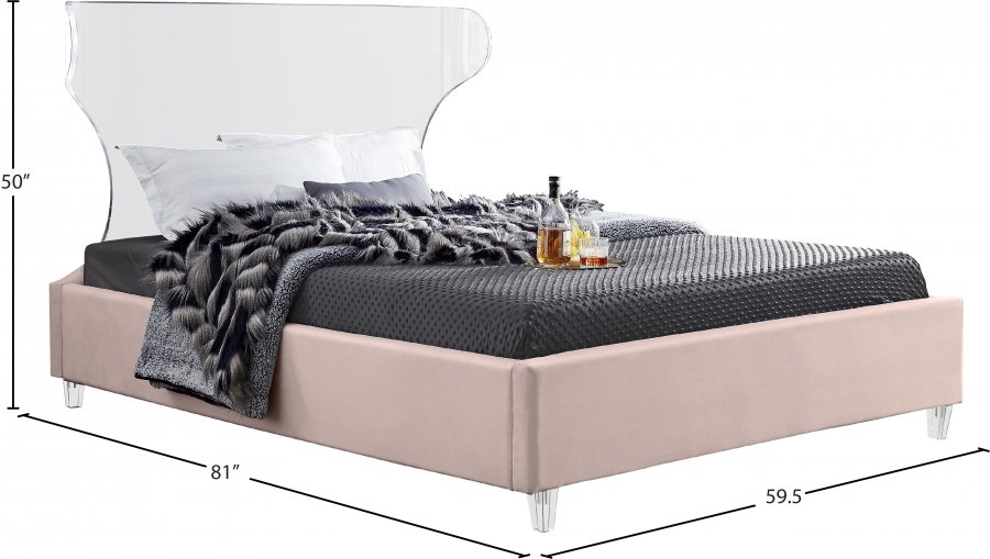 Ghost Velvet Upholstered Bed - Image 7
