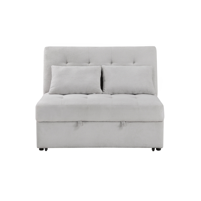 9707GRY-2CL Convertible Armless 2-Seater with Pull-out Bed and Charging Ports