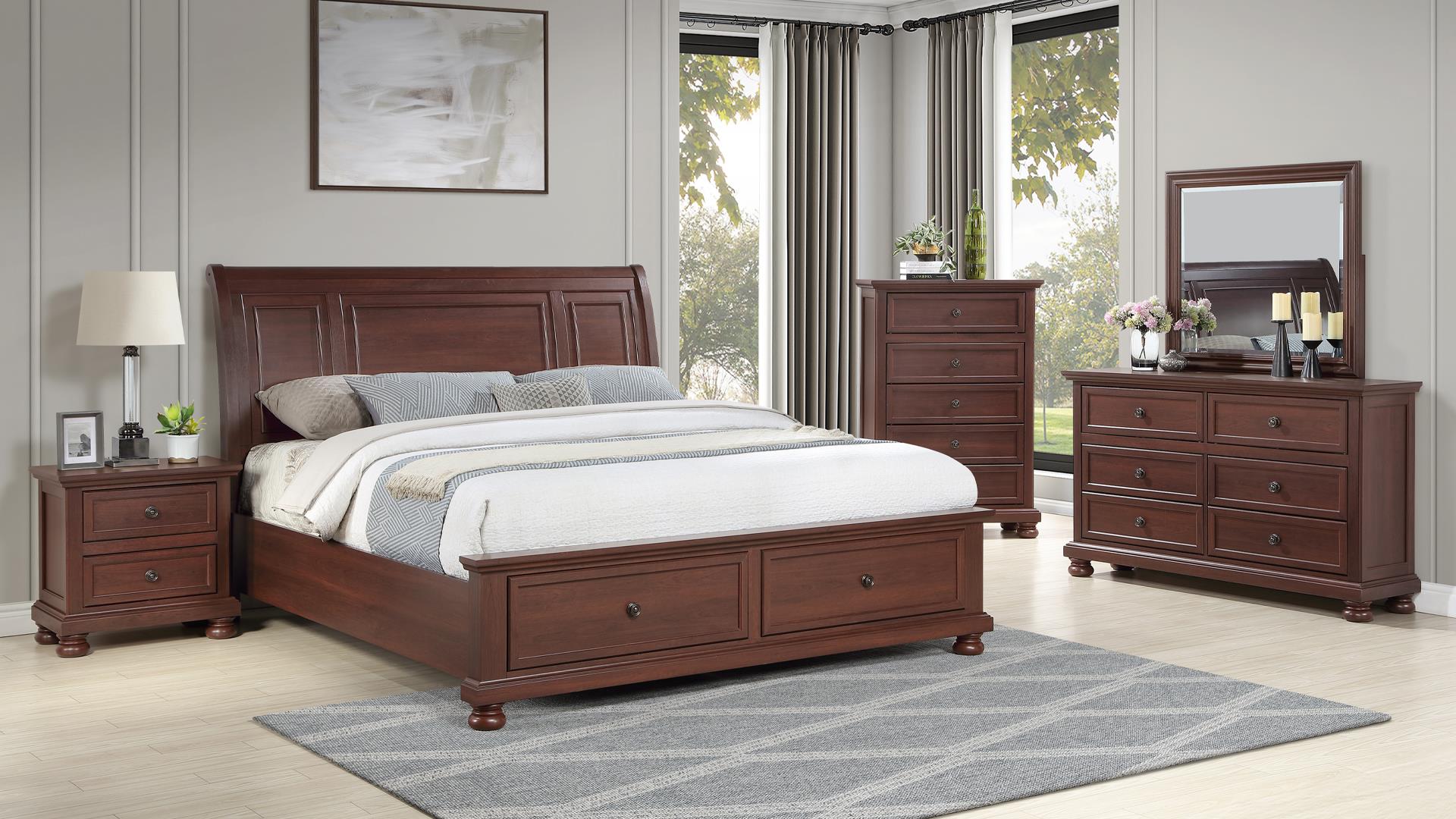 BOSTON QUEEN 5 PC BEDROOM SET IN WALNUT