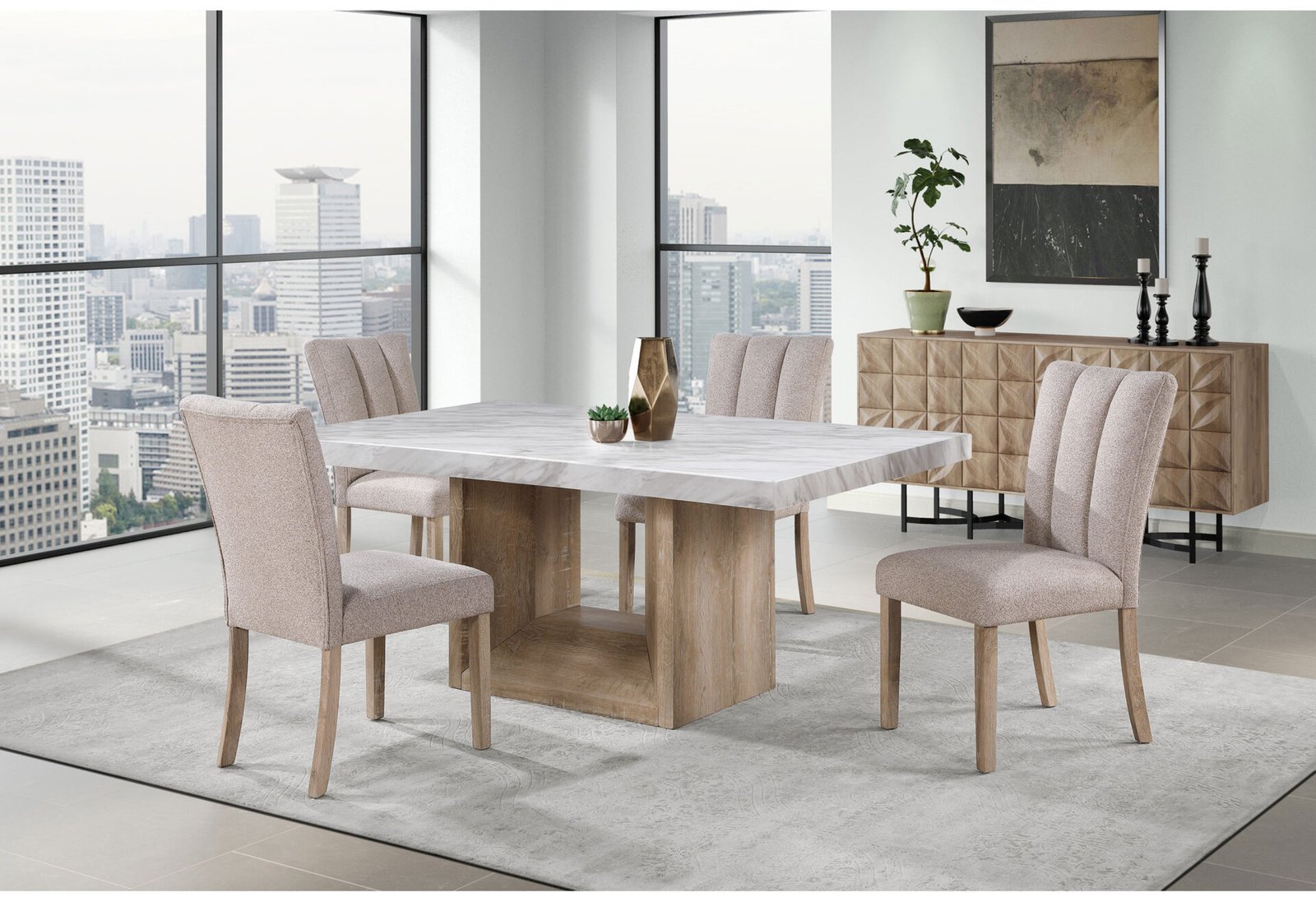 D02 NATURAL DINING TABLE + 6 D8683 DINING CHAIRS