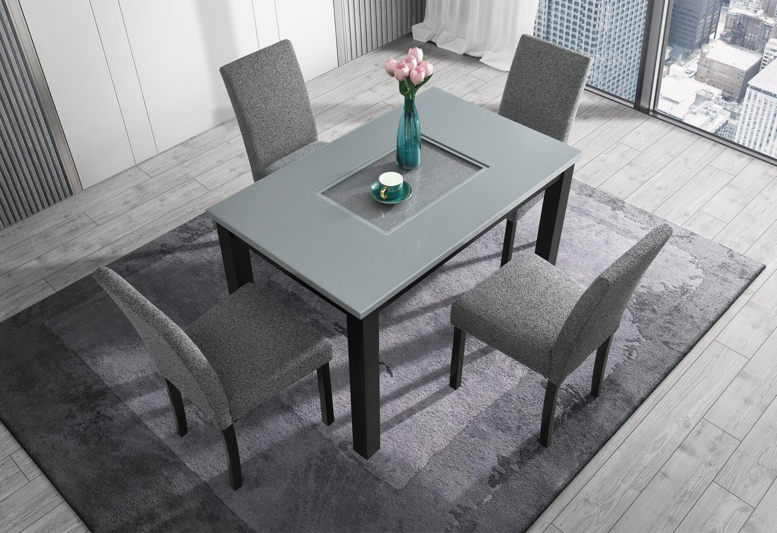 d8112 dining table with 4 d8112 dining chairs